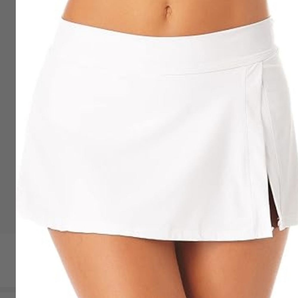 Anne Cole White Athletic Large Swim Skirt